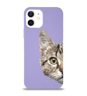 Apple iPhone 12 Mini Uyumlu Lansman Kılıf Catface Tasarımlı Altı Kapalı İçi Kadife Kaplı  Kapak (Şeffaf)
