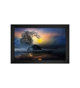Manzara Temalı Kanvas Tablo 80 x 110 cm Siyah Çerçeve