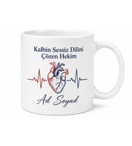 Elektrofizyolog Hekim Hediye Seramik Kupa Kalp Elektrik Sistemi Doktor Bardak