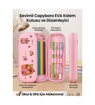 Sevimli Eva Kapaklı Renkli Kalem Kutusu ve Düzenleyici