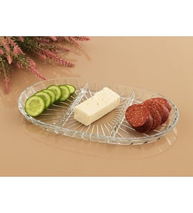 Paşabahçe Elegant Oval Bölmeli Cam Kayık Tabak 27x16 cm 54903 (Şeffaf)