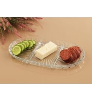 Paşabahçe Elegant Oval Bölmeli Cam Kayık Tabak 27x16 cm 54903 (Şeffaf)