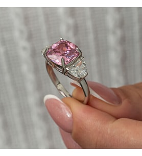 Pembe Zirkon Taşlı 925 Ayar Gümüş Kadın Yüzük