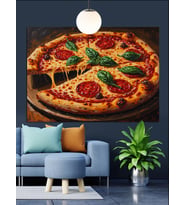Bütün Dilimlenmiş Pizza Dekoratif Kanvas - Mdf Ahşap Tablo