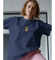 Shih Tzu Köpek Baskılı Unisex Oversize Tişört – Minimal Sevimli Shih Tzu Tasarım (Lacivert)