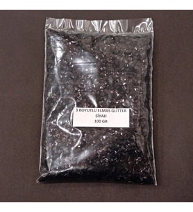 GLİTTER  EPOKSİ REÇİNE  SÜSLEME PULU ÜÇ BOYUTLU ELMAS GÖRÜNÜMLÜ NAİL ART MAKYAJ  SİM SİYAH 100 GR (Gümüş)