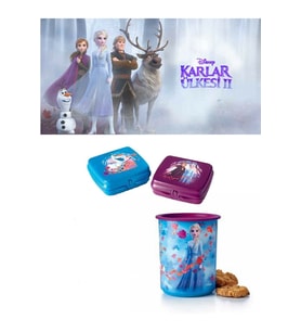 Tupperware Elsa Karlar Ülkesi Kurabiye Kutusu Ve Sandviç Kutusu 3 Lü Set