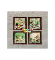 Ahşap Çerçeveli 4 Adet 20X20cm DÜZ RESİM TABLO (Çok Renkli)