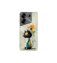 Tecno Pova 5 ile Uyumlu Splash Kedi Tasarımlı Şeffaf Silikon Kılıf