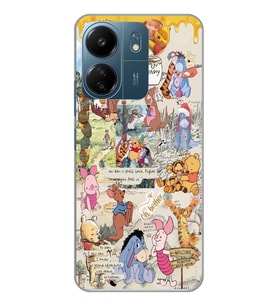 Xiaomi Redmi 13C Uyumlu Winnie The Pooh Kolaj Tasarımlı Şeffaf Telefon Kılıfı