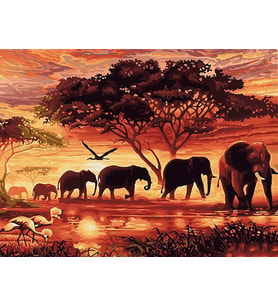 Afrika 2 Sayılarla Boyama Seti 40x50 cm (Tuvale Gerili)
