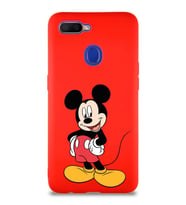 Oppo A5S Soft Premier Kapak Mickey Mouse-E Tasarımlı Silikon Kılıf - Kırmızı (Şeffaf)
