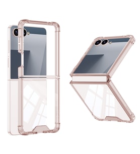 Lexroo Galaxy Z Flip 7 Kılıf Full Camlı Kıpta Kılıf - Pembe