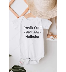 Panik Yok Amcam Halleder Özel Tasarım Bebek Zıbın Pamuklu Çıtçıtlı Body