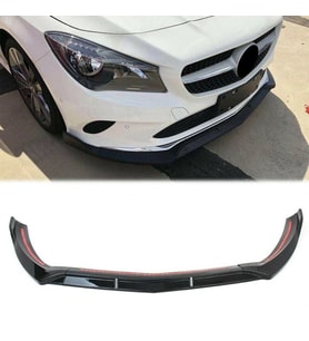 Mercedes CLA W117 Ön Tampon Altı Lip Plastik Kulaklı Parlak Siyah