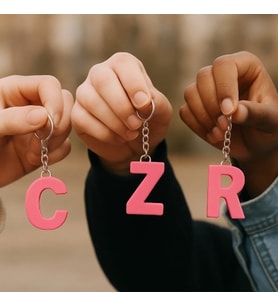 Kişiye Özel Harf Anahtarlık (Özelleştirilebilir) (Pembe)