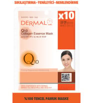 Dermal 10'lu Q10  Kolajen Özlü Tek Kullanımlık Cilt Bakım Maskeleri