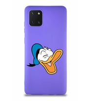 Samsung Galaxy Note 10 Lite Soft Premier Kapak Donald Duck-E Tasarımlı Silikon Kılıf - Mor (Şeffaf)