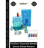 #Matara Pipetli Askılı Sızdırmaz Mika Okul Matarası Telefon Tasarımlı Renkli Çocuk Suluk Matara