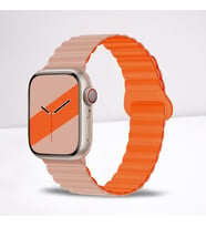 Cosmostech Akıllı Saat Watch için Uyumlu 42MM 44MM 45MM 49MM 1/2/3/4/5/6/se/7/8/ultra Magnetli Kordon ve Kayışı Pudra Pembe(Turuncu)