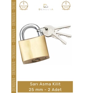 #AsmaKilit Profesyonel Paslanmaz Pirinç Gövde Güçlendirilmiş Çelik Halka Sarı Asma Kilit 25 mm - 2 A
