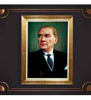 Altın Varaklı Çerçeveli Paspartulu Atatürk Tablo nl02A243 (Gold)