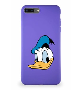 Apple iPhone 8 Plus Soft Premier Kapak Donald Duck-B Tasarımlı Silikon Kılıf - Mor (Şeffaf)