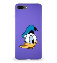 Apple iPhone 8 Plus Soft Premier Kapak Donald Duck-B Tasarımlı Silikon Kılıf - Mor (Şeffaf)