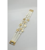 Stella Beyaz Deri Gold Yıldızlı Mıknatıslı Bileklik (19 cm)