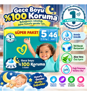 Mey İthalat® Aktif Bebek Süper Paket Bebek Bezi 5 Beden 46 Adet