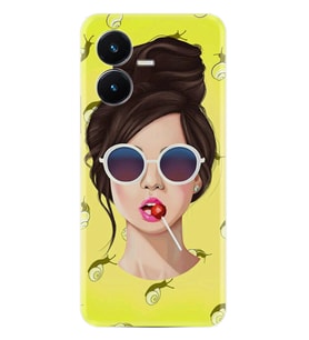 Vivo Y22S Kılıf Resimli Desenli Baskılı Silikon Lollipop Woman 1416