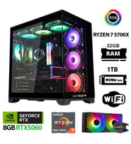 Xaser Sword X50 Ryzen 7 5700X 32GB Ram 1TB M.2 NVMe SSD 8GB RTX5060 Sıvı Soğutmalı Oyuncu Tavsiye Sistem
