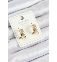 Xuping Zirkon Taşlı Geometrik Desenli Halka Model Gold Renk Kadın Küpe