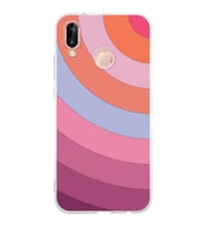 Huawei P20 Lite  Kamera korumalı Kapak Renk Cümbüşü Tasarımlı  Şeffaf Kılıf