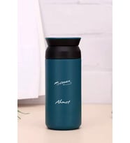 Kişiye Özel 500 ML Paslanmaz Çelik İmza Baskılı Termos  8 Saat Isı Koruma  Kahve ve Çay Termosu (Mavi)