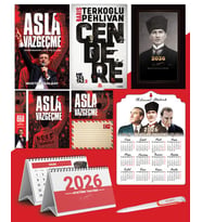 Asla Vazgeçme - Ayraç - Kartpostal - Poster - Cendere -  2026 Ajanda Kalpaklı - Ata Ahşap Duvar Takvimi - Masa Takvimi
