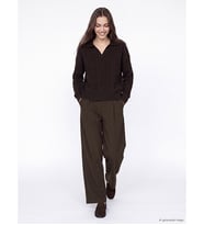 LCW Modest Kahverengi Loose Fit Kadın Pileli Kumaş Pantolon