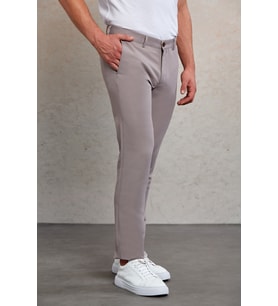 Hatemoğlu Açık Gri Slim Fit Desenli Yandan Cep Kanvas Pantolon
