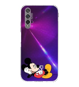 Huawei Nova 5t  Kamera korumalı Kapak Mickey Mouse Tasarımlı  Şeffaf Kılıf