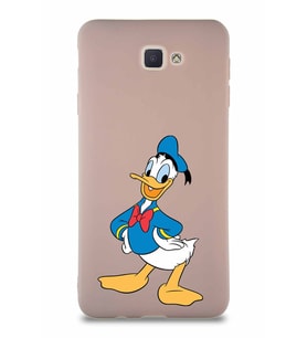 Samsung Galaxy J7 Prime Soft Premier Kapak Donald Duck-C Tasarımlı Silikon Kılıf - Pudra (Şeffaf)