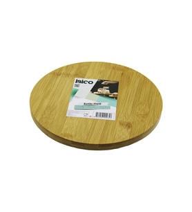 YUVARLAK=24.5CM Ayaklı= 4CM Düz Yüzey Ahşap Bambu Sunum Tepsisi - Mini Sofra
