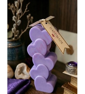 Mumelia Candles Kalp Kalbe Form - Doğal Soya Dekoratif Mum - Mor
