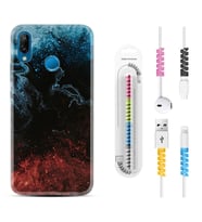 Huawei P20 Lite Mate 10 20 Lite Pro P40 Lite KılıfKablo Koruma Spiral Silikon Red Blue Black Abstact 1386