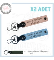 Yol Arkadaşları İçin İsim Ve Plaka Yazılı Klas Motorcu Anahtarlığı x2 Set, Yavruağzı-Gök Mavi-Ysl