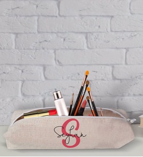 BK Gift Kişiye Özel İsimli Keten Bez Makyaj Çantası-23