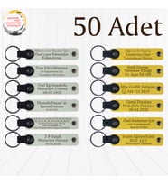 Beyaz & Sarı, Doğum Günü Partilerine Anlamlı Katkı, 50’li Set, İsim Yazılabilen Deri Anahtarlık