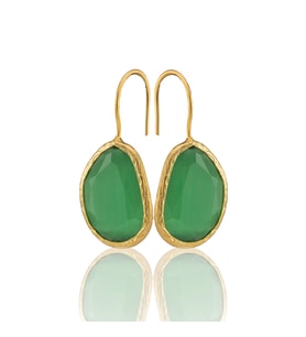 Kadir Jewellery 22 Ayar Altın Kaplama Fosil Taşlı Küpe -El İşçiliği Ve Hipoalerjenik Küpe