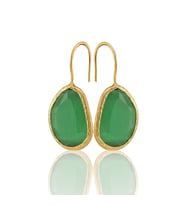 Kadir Jewellery 22 Ayar Altın Kaplama Fosil Taşlı Küpe -El İşçiliği Ve Hipoalerjenik Küpe