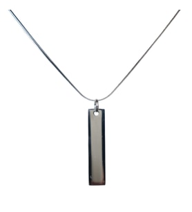 Silver Renk Blok Çelik Kolye