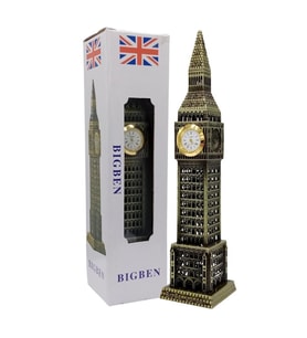 Vintage Metal İngiltere London Big Ben Saat Kulesi Antik Bronz 23 cm (Karışık)